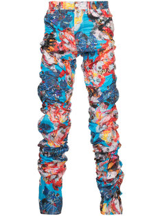 Twisted Leg Print Pants with White Zip Comme Des Garçons