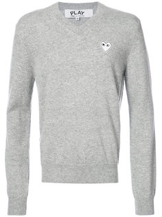v-neck pullover with white heart Comme Des Garçons Play