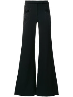 heart velvet trim bell bottom trousers Elie Saab