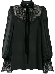 embroidered lace-insert georgette blouse Elie Saab