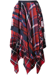 handkerchief draped tartan skirt Sacai