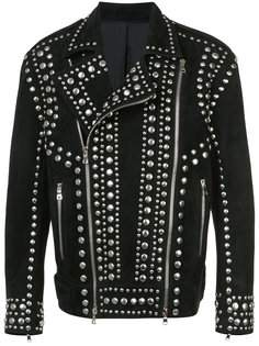 studded suede biker jacket Balmain