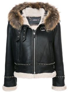 fur trim leather jacket Barbara Bui