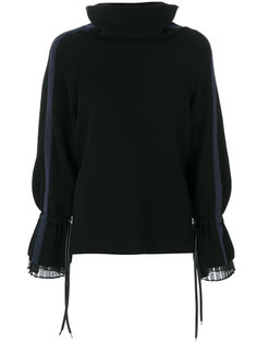 джемпер в рубчик с плиссировкой  Sacai