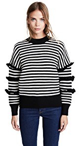 ENGLISH FACTORY Stripe Ruffle Sweater