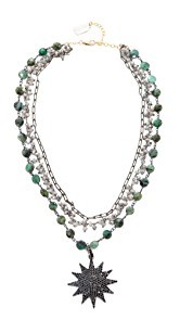 Ela Rae Three Layer Emerald Coin Necklace