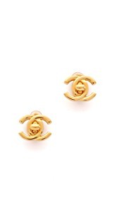 What Goes Around Comes Around Chanel Turn Lock CC Earrings (Previously Owned)