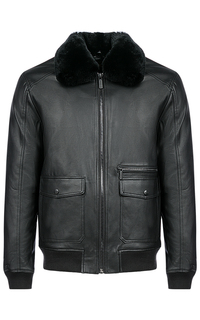 Бомбер из экокожи с отделкой мехом кролика Urban Fashion for men