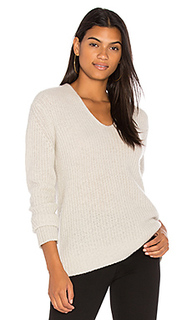 Пуловер из плюша в рубчик с v-образным вырезом - White + Warren