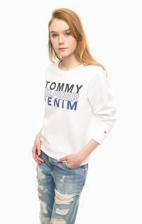 Белый свитшот с фактурным принтом Hilfiger Denim