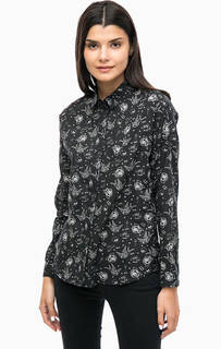 Черная хлопковая рубашка с цветочным принтом Mavi