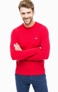Красный шерстяной джемпер с круглым вырезом Lacoste
