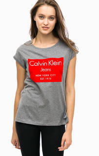 Серая футболка с ярким принтом Calvin Klein Jeans
