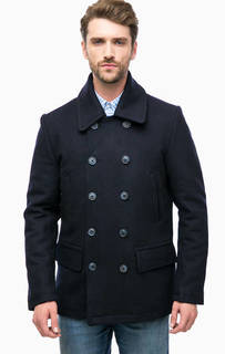 Синее демисезонное полупальто на пуговицах Wrangler