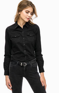 Черная рубашка из денима на кнопках Wrangler