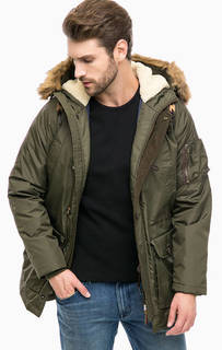 Утепленная парка цвета хаки с капюшоном Lee