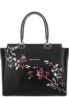 Кожаная сумка с цветочной вышивкой Fiato Dream