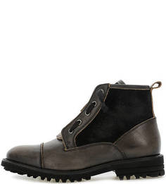 Демисезонные кожаные ботинки с вставками из замши Nobrand