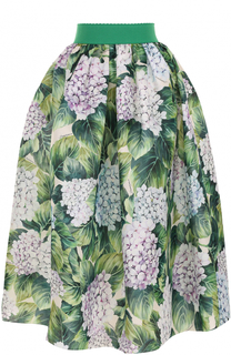 Шелковая юбка с цветочным принтом и широким поясом Dolce &amp; Gabbana