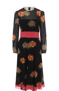 Приталенное шелковое платье с принтом REDVALENTINO