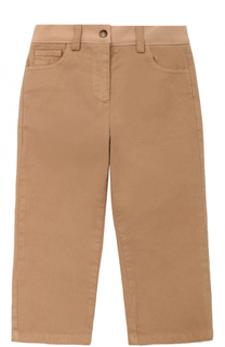 Хлопковые брюки прямого кроя с логотипом бренда No. 21