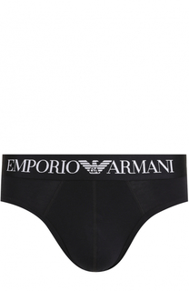 Хлопковые брифы с широкой резинкой Emporio Armani