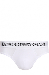 Хлопковые брифы с широкой резинкой Emporio Armani