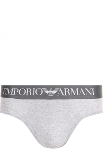 Хлопковые брифы с широкой резинкой Emporio Armani