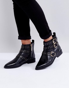 Ботинки с заклепками и пряжками Miss KG - Черный