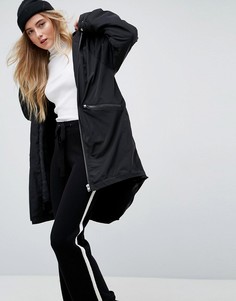 Куртка-дождевик длины миди на подкладке из искусственного меха ASOS - Черный