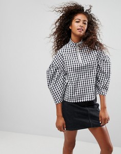 Топ в клетку с воротником-стойкой и молнией ASOS - Мульти