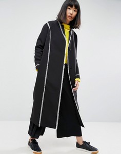 Пальто с потрепанными швами ASOS WHITE - Черный
