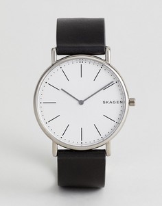 Черные часы с кожаным ремешком Skagen SKW6419 Signatur - Черный