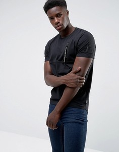 Длинная футболка с карманом на молнии и нашивкой Jack &amp; Jones Core - Черный
