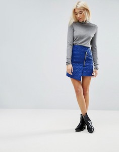 Мини-юбка с молнией ASOS - Синий