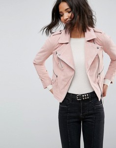 Замшевая байкерская куртка ASOS - Розовый