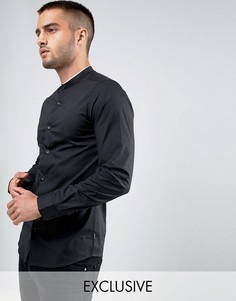 Узкая рубашка с воротником на пуговице и кантом Only &amp; Sons - Черный