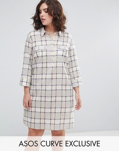 Платье-рубашка в клетку ASOS CURVE - Мульти