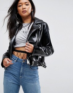 Байкерская куртка из искусственной кожи ASOS - Черный