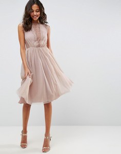 Кружевное платье миди ASOS - Розовый