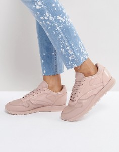 Светло-розовые кожаные классические кроссовки Reebok Pellegrine - Розовый