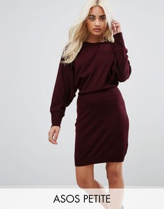 Трикотажное платье мини с рукавами летучая мышь ASOS PETITE - Красный