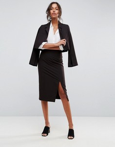 Комбинируемая юбка-карандаш с завышенной талией и разрезом сбоку ASOS - Черный