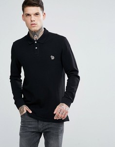 Черная футболка-поло с длинными рукавами и логотипом PS by Paul Smith - Черный