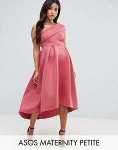 Приталенное платье миди на одно плечо ASOS MATERNITY PETITE - Розовый