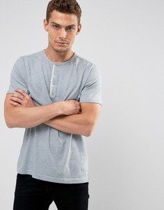 Голубая меланжевая футболка хенли узкого кроя Abercrombie &amp; Fitch - Синий