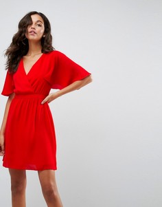 Платье мини с рукавами клеш ASOS - Красный