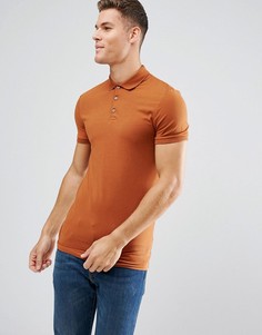 Длинное обтягивающее поло из трикотажа оранжевого цвета ASOS - Коричневый