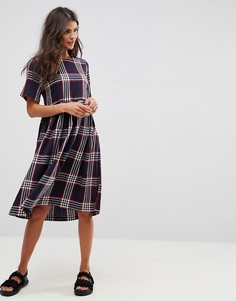 Свободное платье миди в клетку ASOS - Мульти