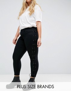 Джинсы скинни со шнуровкой сбоку Boohoo Plus - Черный